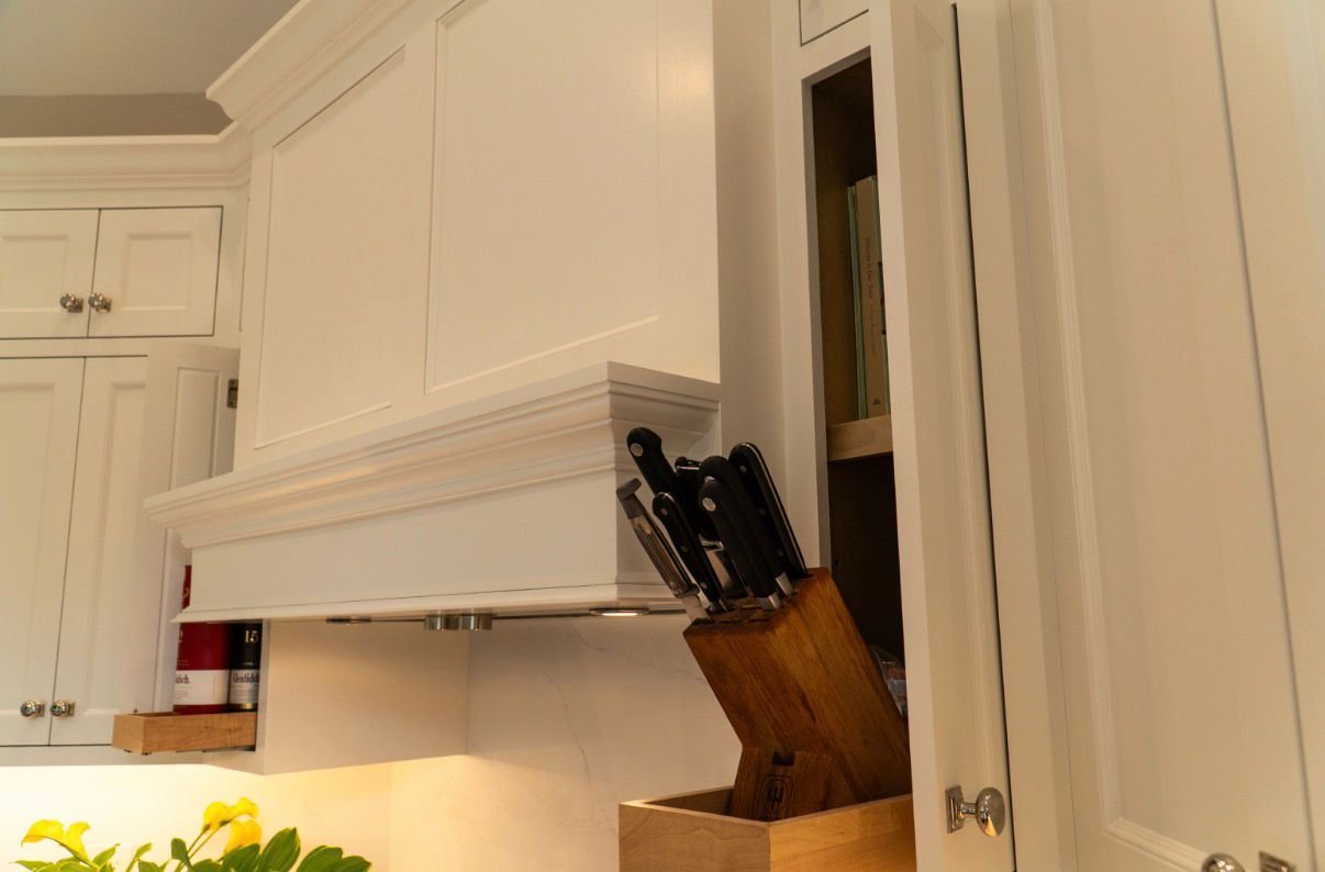 Custom white range hood